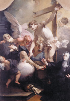 San Pellegrino Laziosi guarito da Gesu' crocefisso, 1726