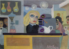 Giuseppe Viviani, La bionda del caffè, 1950, olio su tela, 41x57
