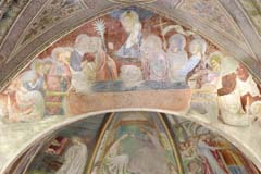Particolare degli affreschi restaurati nella Collegiata e nel Battistero di Castiglione Olona