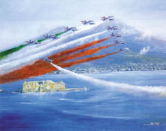 "Manifestazione aeronautica vola Napoli 1997" (olio su tela)